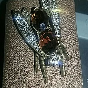 Vintage UTC Bronze & Crystal Hornet Lapel Pin